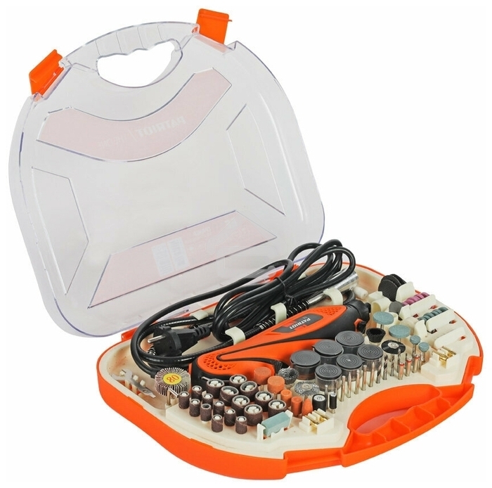 Прямошлифовальная машина (гравер) PATRIOT EE 111 с гибким валом, 140Вт, 210 насадок в комплекте, кейс