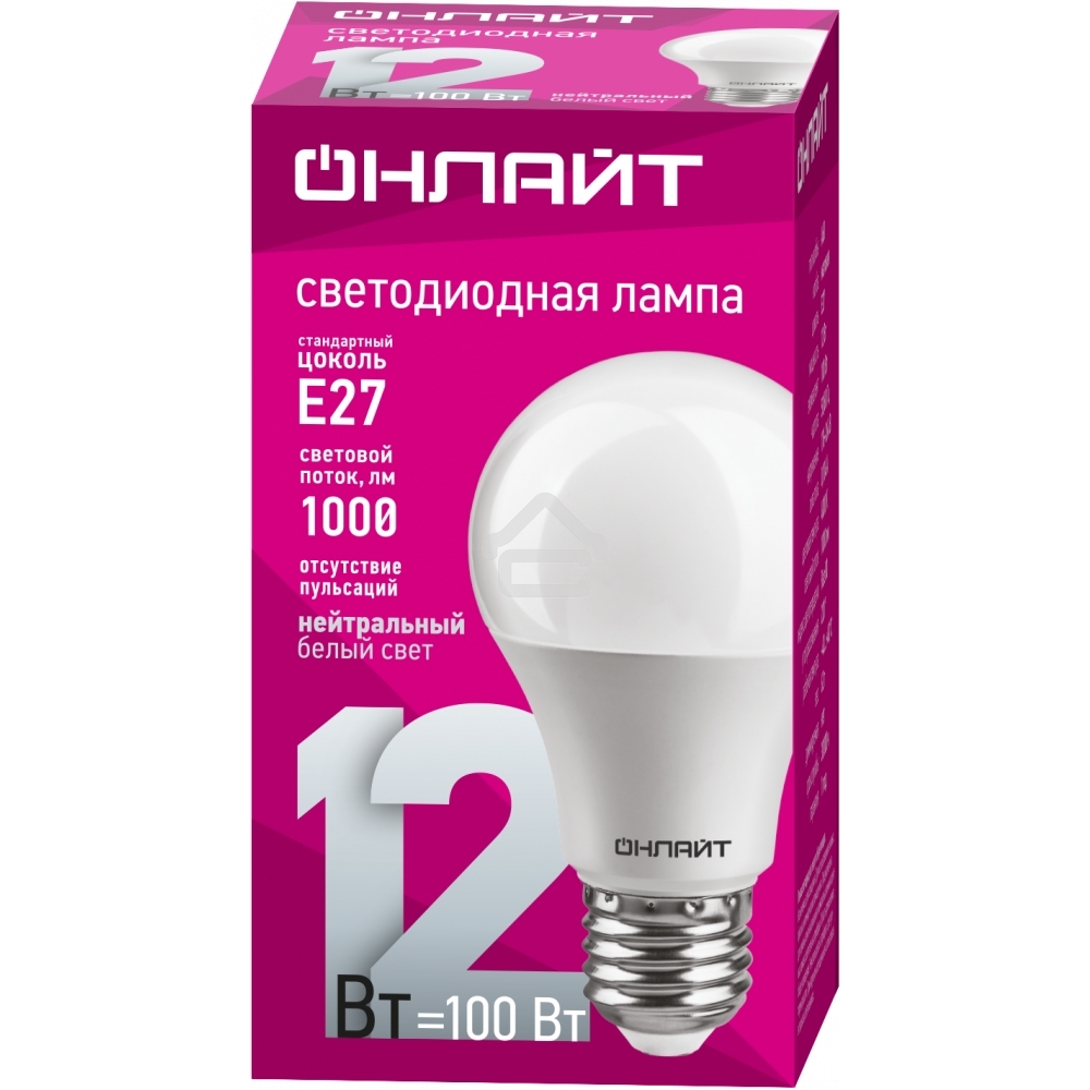 Лампа светодиодная ОНЛАЙТ 71655 OLL-A65/А60-12-230-4K-E27 12 Вт грушевидная 4000К белый E27 1000 лм 176-264В
