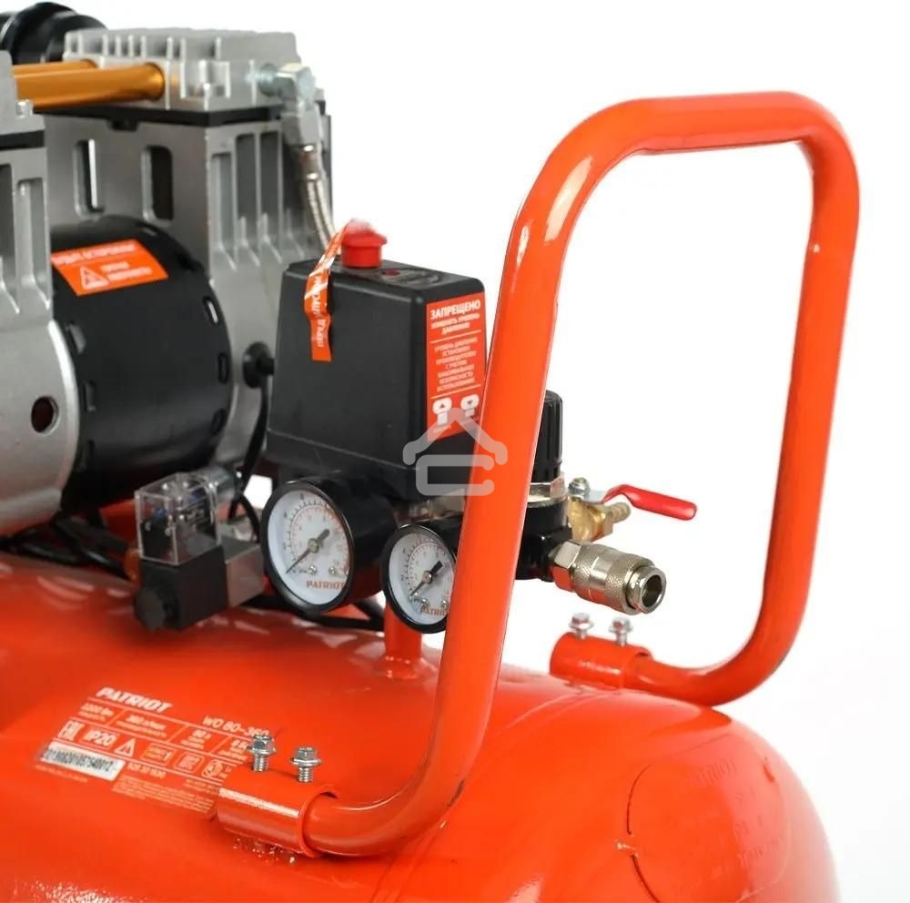 Компрессор Patriot поршневой безмасляный WO 80-360, 360 л/мин, 8 бар, 2200 Вт, 80 л, быстросъем и 