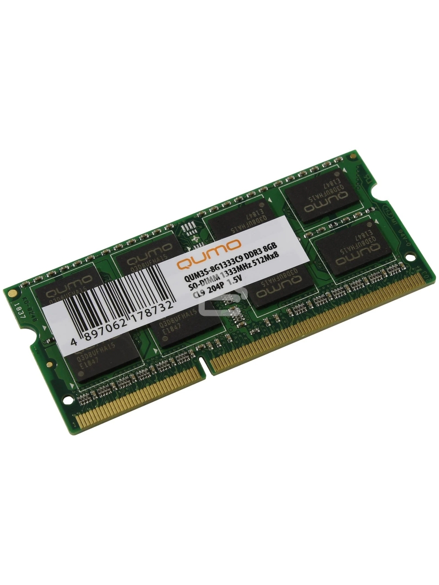Оперативная память QUMO, DDR3, 8GB (1x8GB), 1333MHz, CL9, SO-DIMM