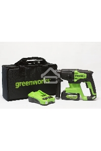 Перфоратор аккумуляторный бесщеточный GreenWorks GD24SDS2 2 ДЖ, 24V, c 1хАКБ 4 Ач и ЗУ в сумке (3803007UB)