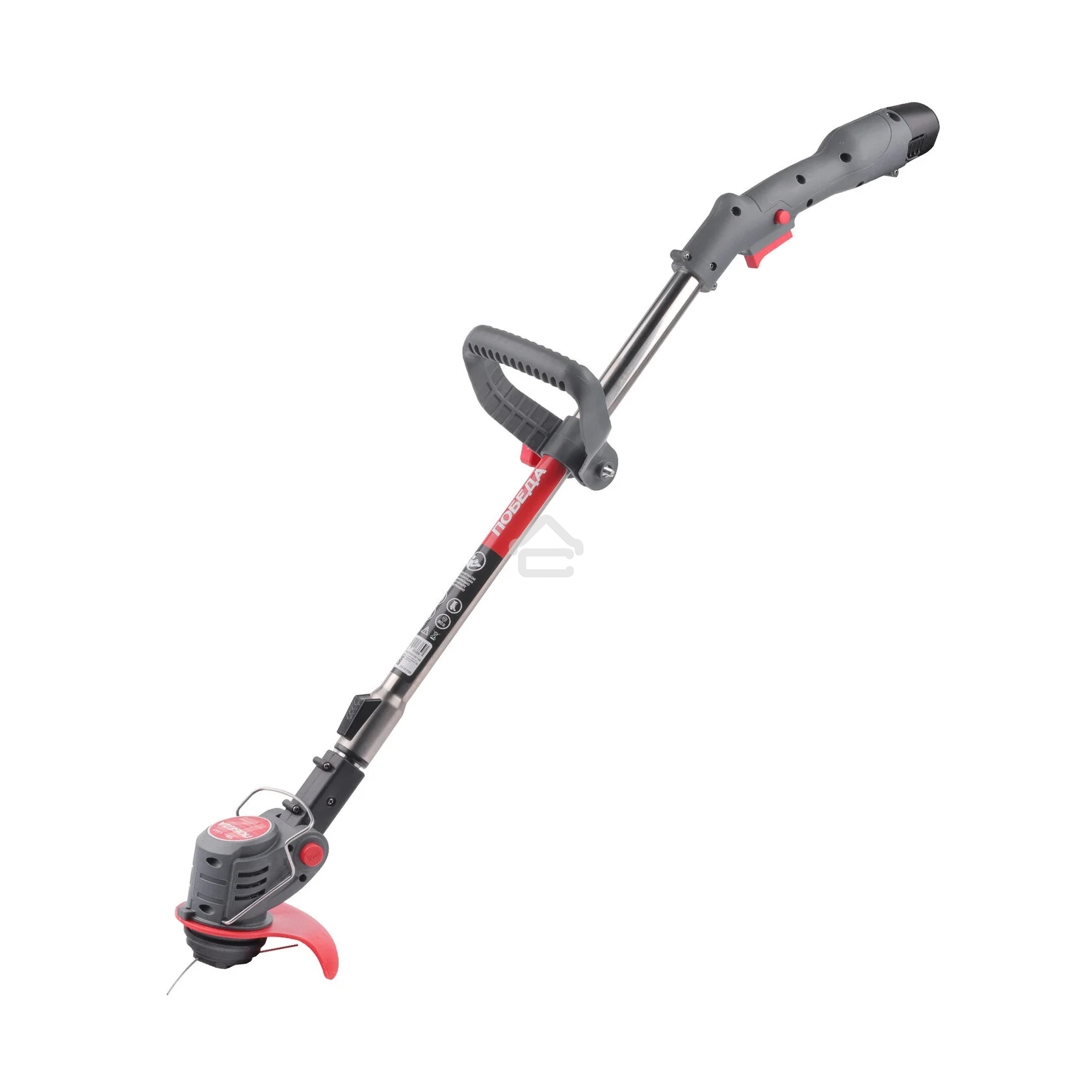 Триммер аккумуляторный ПОБЕДА ТА 120, 12В с 1 акб 1,5Ач и зу, 140мм, пластик. ножи (10шт) + мет. диск 40Т, телескоп