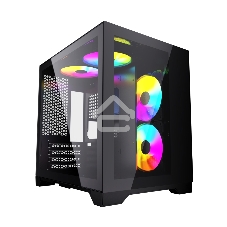 Компьютерный корпус Powercase Vision Micro, Black, Tempered Glass, 4х 120мм 5-color fan, черный, mATX (CVBM-L4)