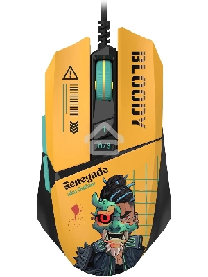 Мышь проводная A4Tech Bloody W63 Max Renegade желтый, 12000 dpi, USB, кнопки - 7