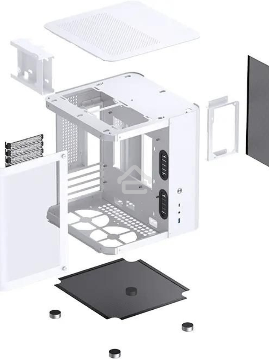 Корпус без блока питания JONSBO TK-1, Mini-Tower, TG, no fan, 1xUSB-A 3.2 + 1xUSB-C 3.2, mATX, mITX White