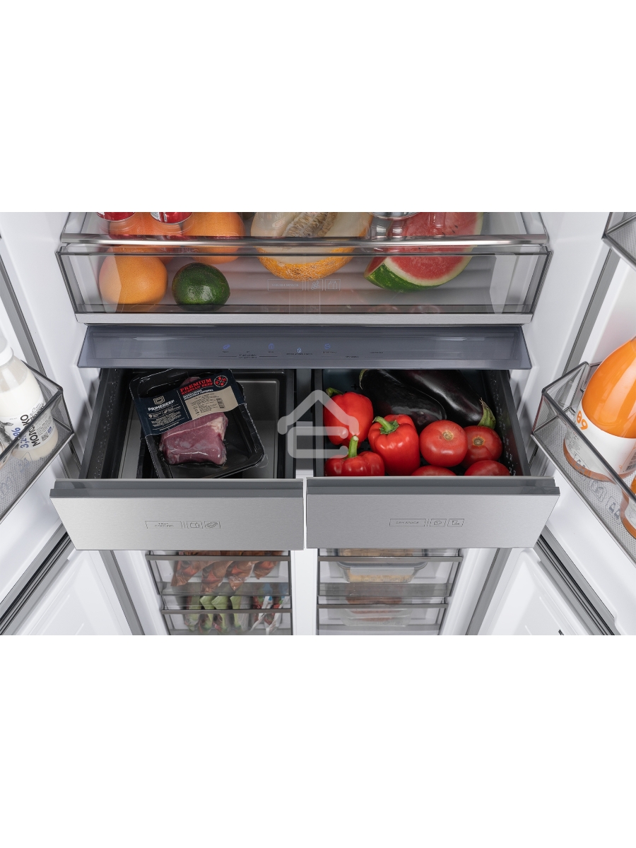 Холодильник Weissgauff WCD 590 NoFrost Inverter Premium Biofresh Blue Glass синий трёхкамерный 359/180 л морозилка снизу