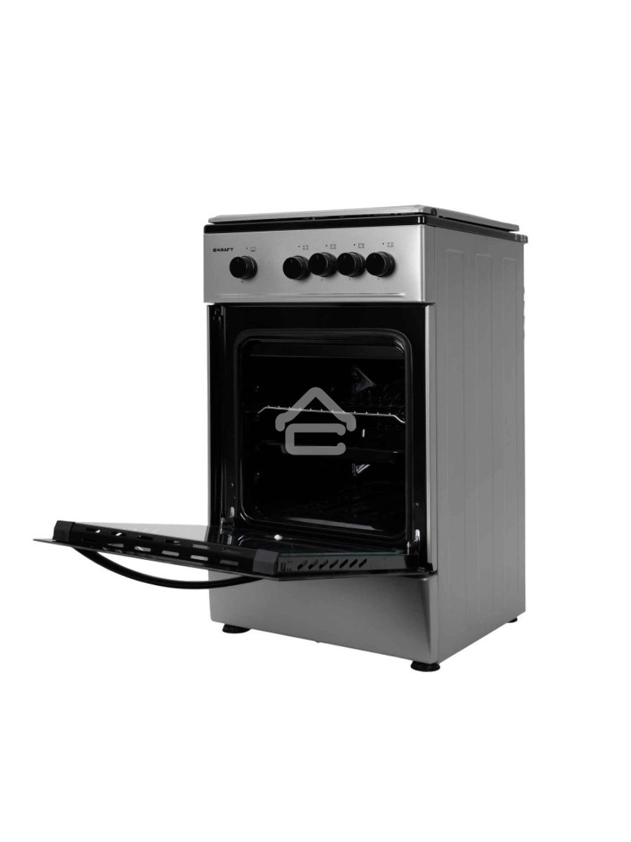 Плита газовая Kraft KF-FSK5301GS серый, конфорок 4 газовых, духовка 58 л, 50 см x 85.5 см x 55.6 см
