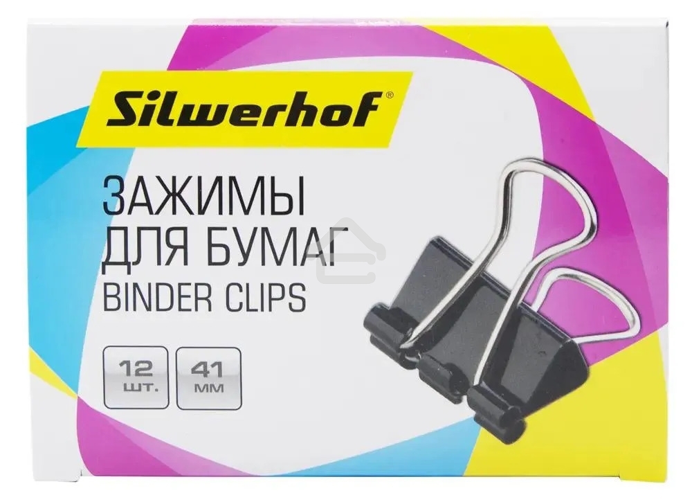 Зажимы Silwerhof 510017 сталь 41мм черный (упаковка: 12шт) картонная коробка