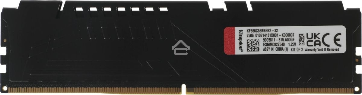 Оперативная память Kingston Fury Beast, DDR5, 32GB (2x16GB), 5600MHz, CL36, DIMM, с радиаторами, черный