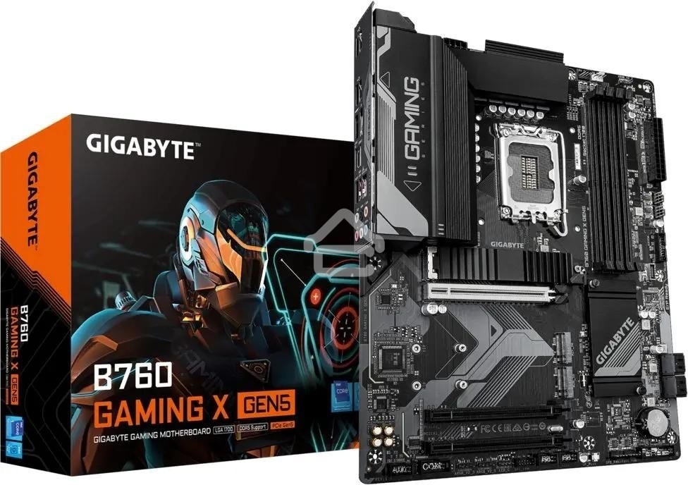 Материнская плата Gigabyte B760 GAMING X GEN5, LGA1700, Intel B760, 4xDDR5, 4xSATA, 3xM.2, 1xPCIe 5.0 x16, 2xPCIe 3.0 x1, 1xHDMI, 1xDP, 1x2.5Gb LAN, 1xUSB-C 5Gbps, 1xUSB-A 10Gbps, 1xUSB-A 5Gbps, 5xUSB-A 2.0, 6x3.5 мм, 7.1, ATX