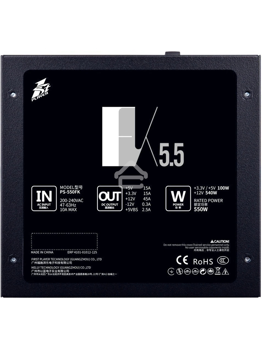 Блок питания 1STPLAYER FK 550W, 550Вт, 120мм, черный
