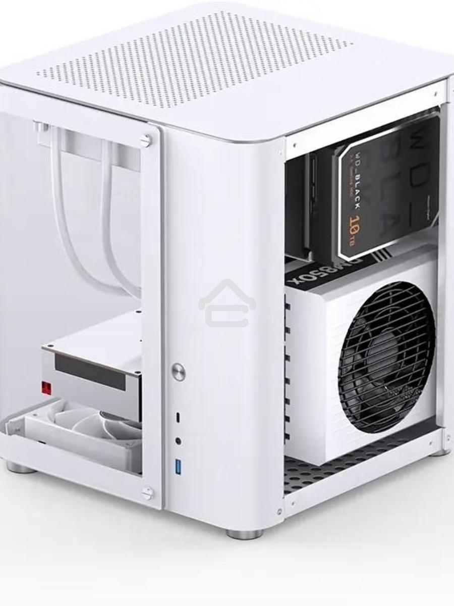 Корпус без блока питания JONSBO TK-1, Mini-Tower, TG, no fan, 1xUSB-A 3.2 + 1xUSB-C 3.2, mATX, mITX White