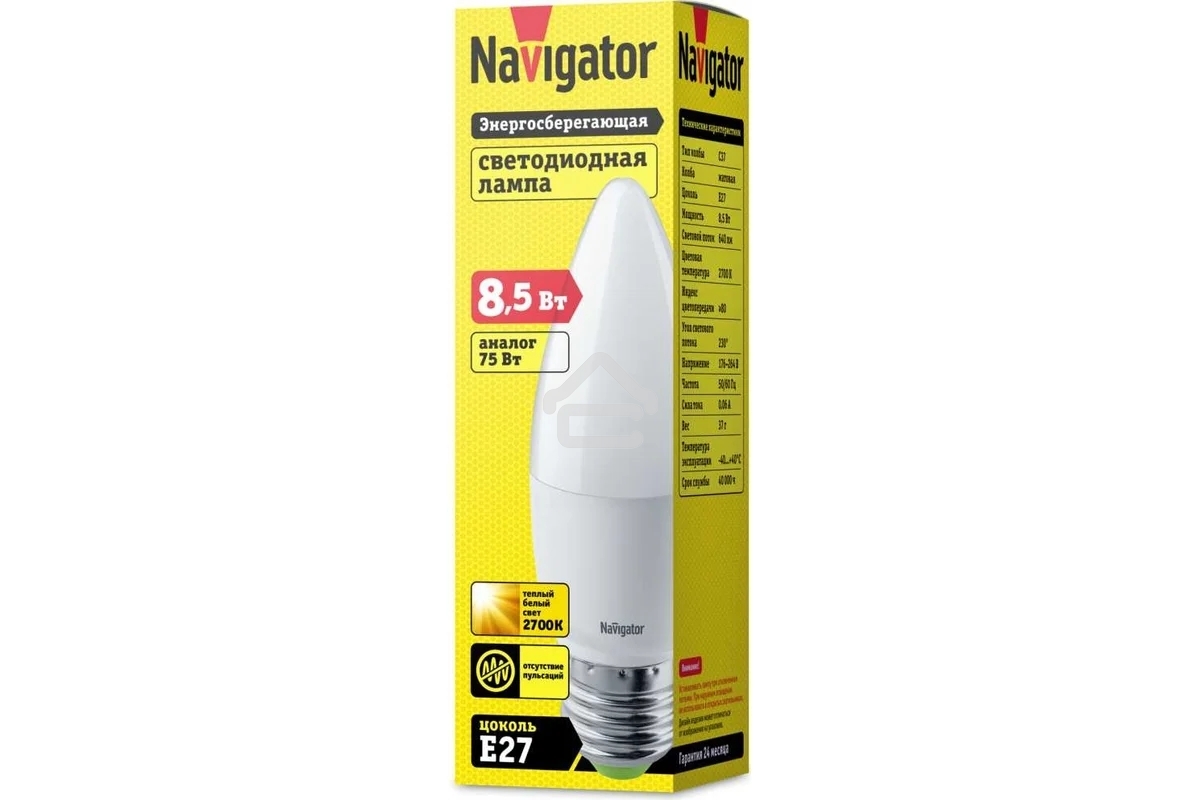 Лампа светодиодная Navigator 61 327 NLL-C37-8.5-230-2.7К-E27-FR