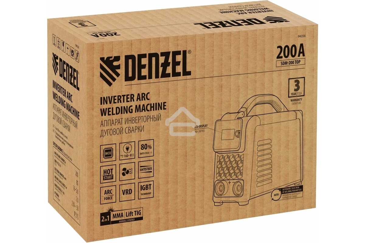 Аппарат инвертор. дуговой сварки SDM-200 Top, 200 А, ПВ 80% Denzel