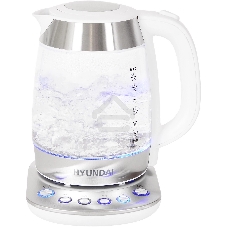 Чайник электрический Hyundai HYK-G4033 1.7л. 2200Вт белый/серебристый (корпус: стекло)