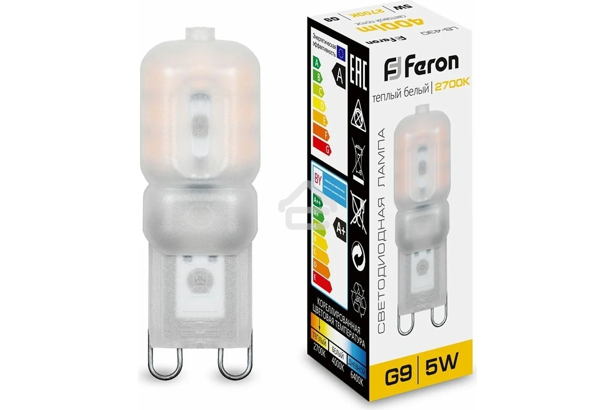 Лампа светодиодная FERON LB-430 (25636) 5W 230V G9 2700K