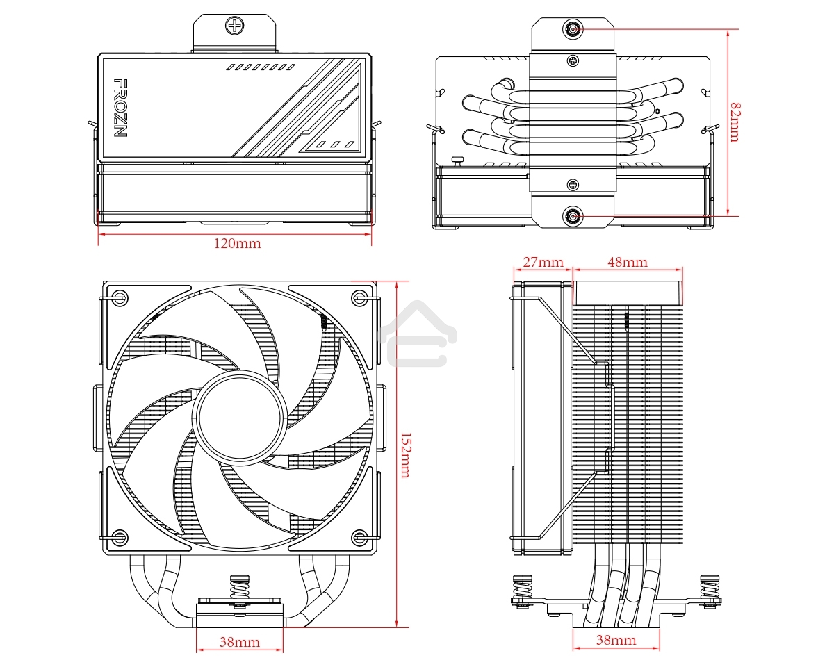 Кулер ID-Cooling FROZN A410 ARGb черный 120мм алюминий/медь 2000rpm 30db 4-pin 220W 152мм