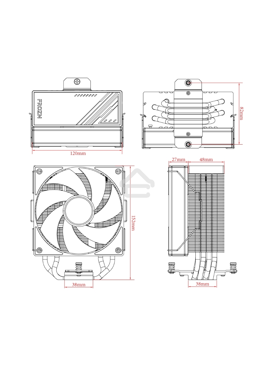 Кулер ID-Cooling FROZN A410 ARGB черный 120мм алюминий+медь 2000rpm 30db 4-pin 220W 152мм