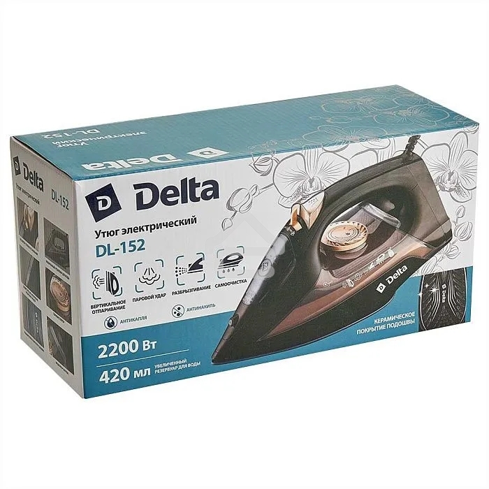 Утюг DELTA DL-152 черный с золотым