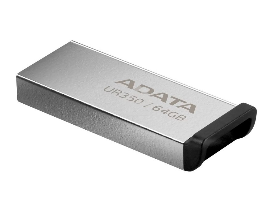 Флешка USB ADATA UR350 (UR350-64G-RSR/BK), 64Gb, USB 3.2, R/W 100/15, серебристый/черный