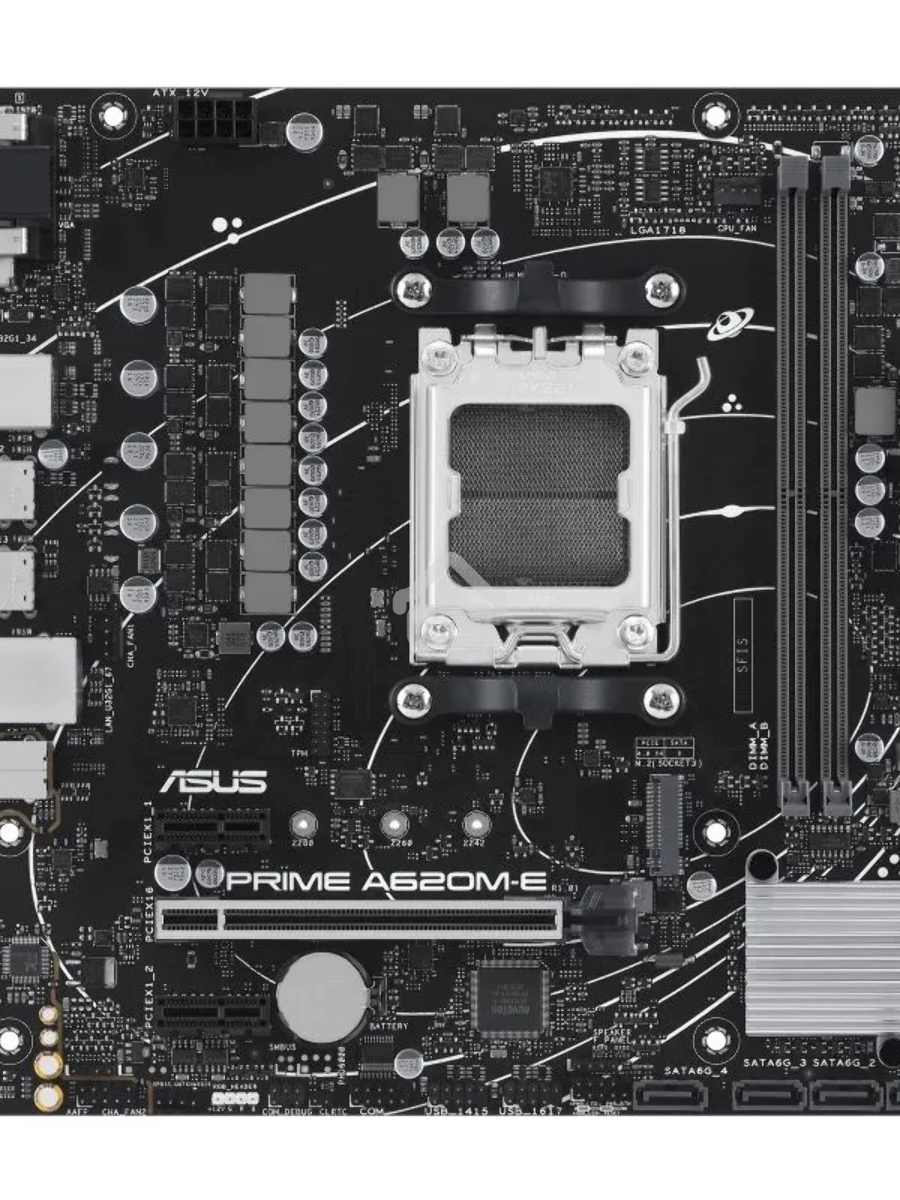 Материнская плата ASUS PRIME A620M-E-CSM, AM5, AMD A620, 2xDDR5, 4xSATA, 1xM.2, 1xPCI-E 4.0 x16, 1xPCI-E x1, 1xDisplayPort, 1xHDMI, 1xVGA, 1x 1Gb LAN, 4xUSB-A 3.2 Gen 1, 4xUSB-A 2.0, 3x3.5 мм, 7.1, Micro-ATX