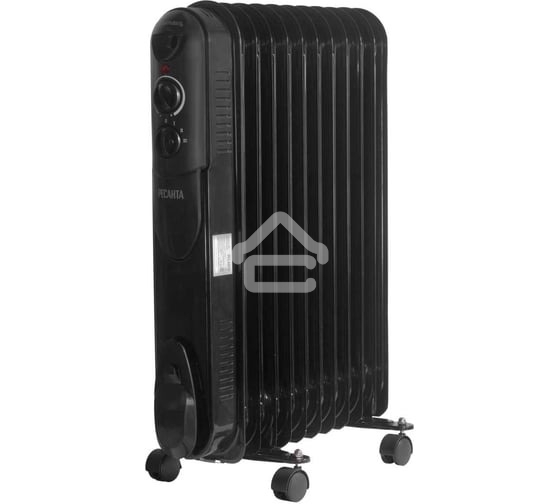 Обогреватель масляный Ресанта ОМПТ-12НЧ (11 секций) черный, 2500 Вт, 30 м2, термостат 67/3/15