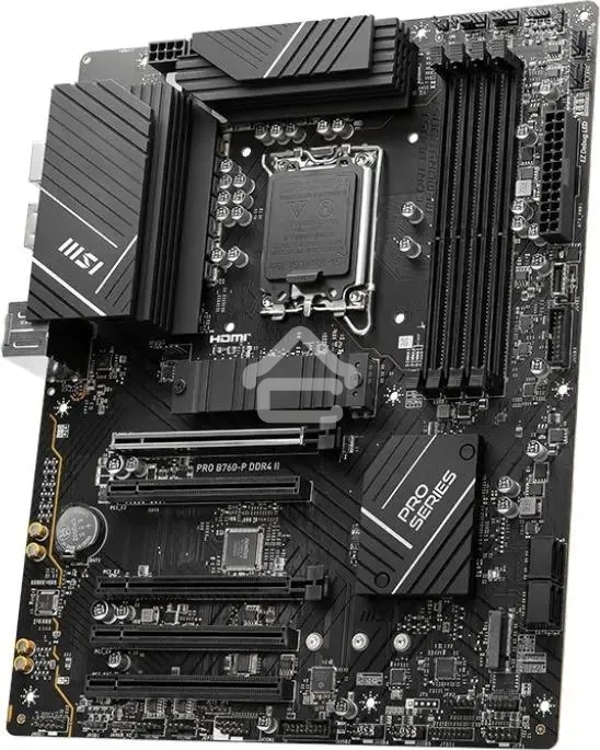 Материнская плата MSI PRO B760-P II, LGA 1700, Intel B760, 4xDDR5, 4xSATA, 2xM.2, 1xPCI-E 4.0 x16, 1xPCI-E 4.0 x4, 3xPCI-E 3.0 x1, 1xHDMI, 1xDP, 1xRJ45 2.5Gb, 1xUSB-C 3.2 Gen 2, 2xUSB-A 3.2 Gen 1, 2xUSB-A 2.0, 5x3.5мм, TOSLINK, 7.1, Standard-ATX