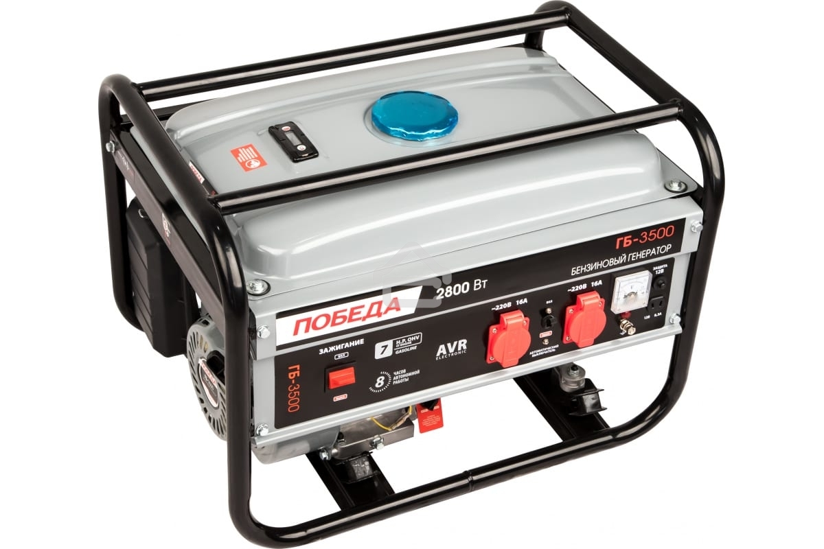 Электрогенератор бензиновый Победа ГБ 3500, 2.8 кВт, 67 дБ, 34.5 кг