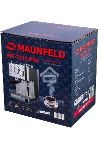 Кофеварка рожковая Maunfeld MF-721S PRO нержавеющая сталь, исп. кофе - молотый/чалды, 1.5 л, 1140 Вт, 15 Бар.
