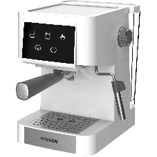 Кофеварка рожковая Hyundai HEM-3203 белый/серебристый, исп. кофе - молотый, 1.5 л, 1000 Вт, 20 бар