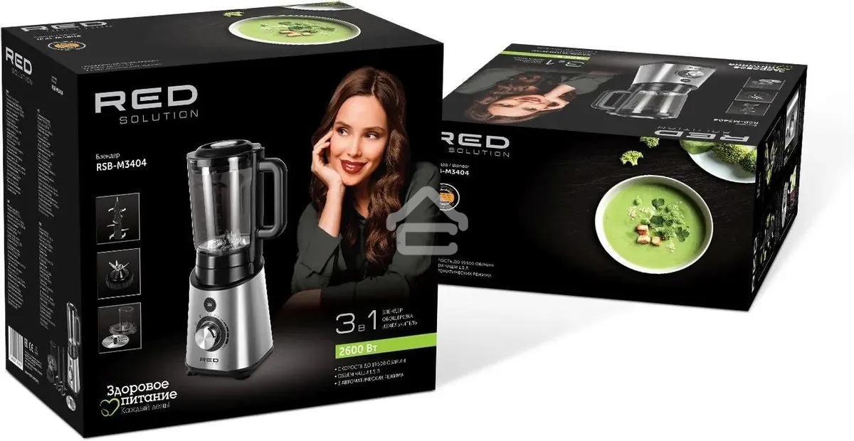 Блендер стационарный Red Solution RSB-M3404 1200Вт черный/стальной