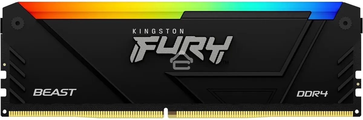 Оперативная память Kingston Fury Beast, DDR4, 8GB (1x8GB), 3200MHz, CL16, DIMM, с радиатором, RGB, черный
