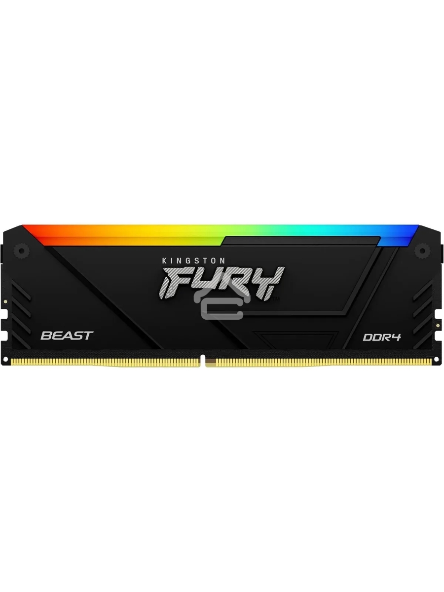 Оперативная память Kingston Fury Beast, DDR4, 8GB (1x8GB), 3200MHz, CL16, DIMM, с радиатором, RGB, чёрный