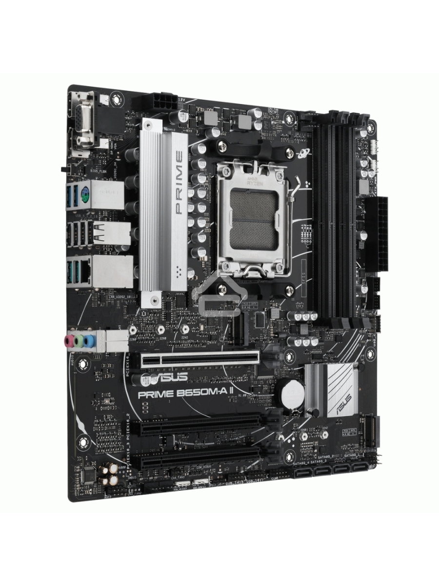 Материнская плата ASUS PRIME B650M-A II-CSM, AM5, AMD B650, 4xDDR5, 4xSATA, 2xM.2, 1xPCI-E 4.0 x16, 1x 2.5Gb LAN, 2xUSB-A 3.2 Gen 1, 2xUSB-A 3.2 Gen 2, 4xUSB 2.0, 1xDisplayPort, 1xHDMI, 1xVGA, 3x3.5 мм, 7.1, Micro-ATX