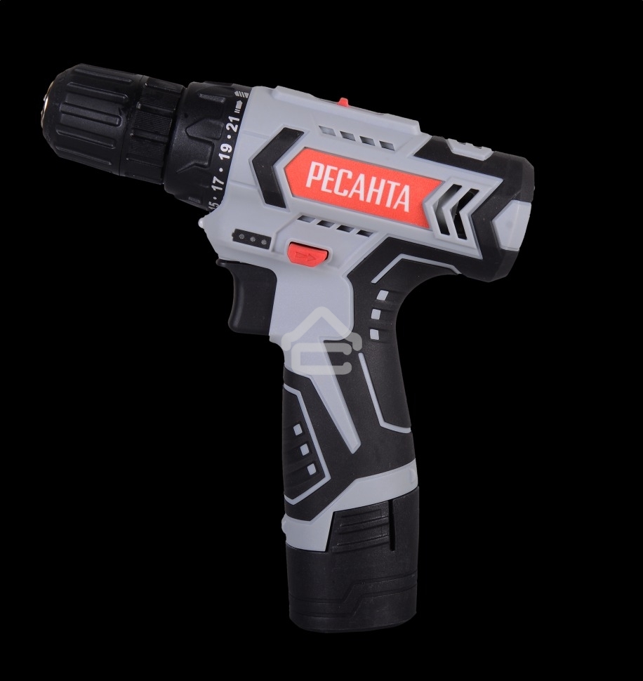 Дрель-шуруповерт аккумуляторная Ресанта ДА-12-2ЛК 75/14/2, Аккумуляторная, 12В, 2 АКБ, Кейс