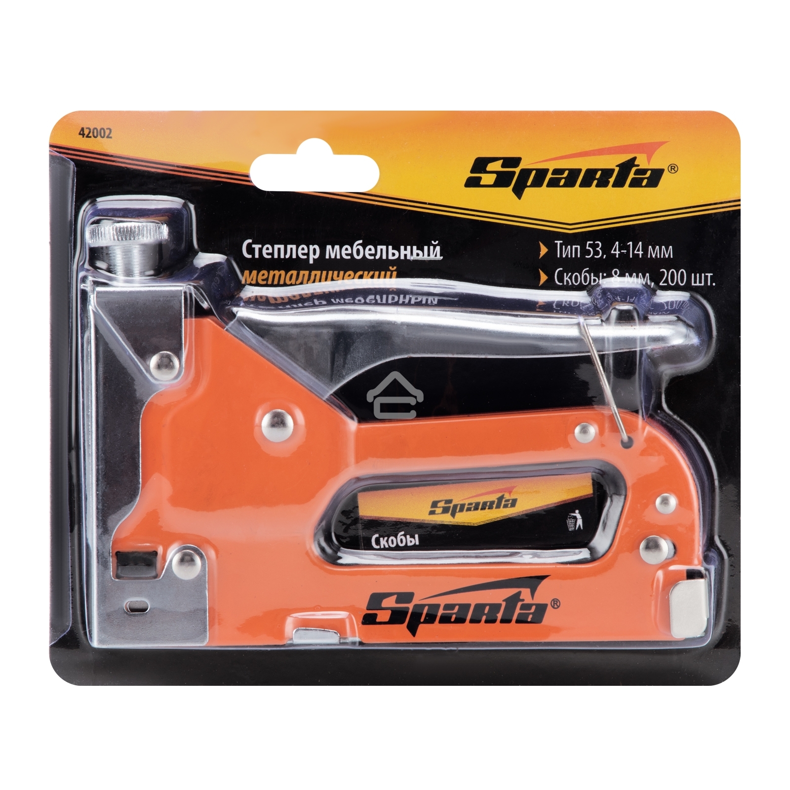 Степлер SPARTA 42002 мебельный регулируемый со скобами 200шт тип скобы №53 4-14мм