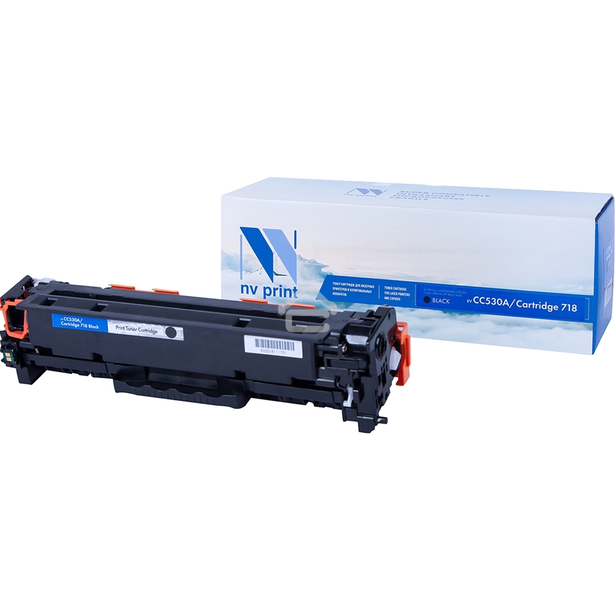Картридж лазерный NVPrint совместимый HP CC530A/Canon 718 черный для LJ Color CP2025/Canon i-SENSYSLBP-7200C(3500k)