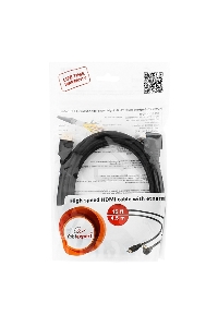 Кабель Cablexpert HDMI CC-HDMI490-15, 19M/19M, v2.0, медь, позол.разъемы, экран, угловой, 4.5м, черный, пакет
