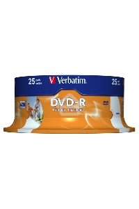 Диск DVD-R Verbatim 4.7Gb 16x Cake Box (25шт) Printable (43538)