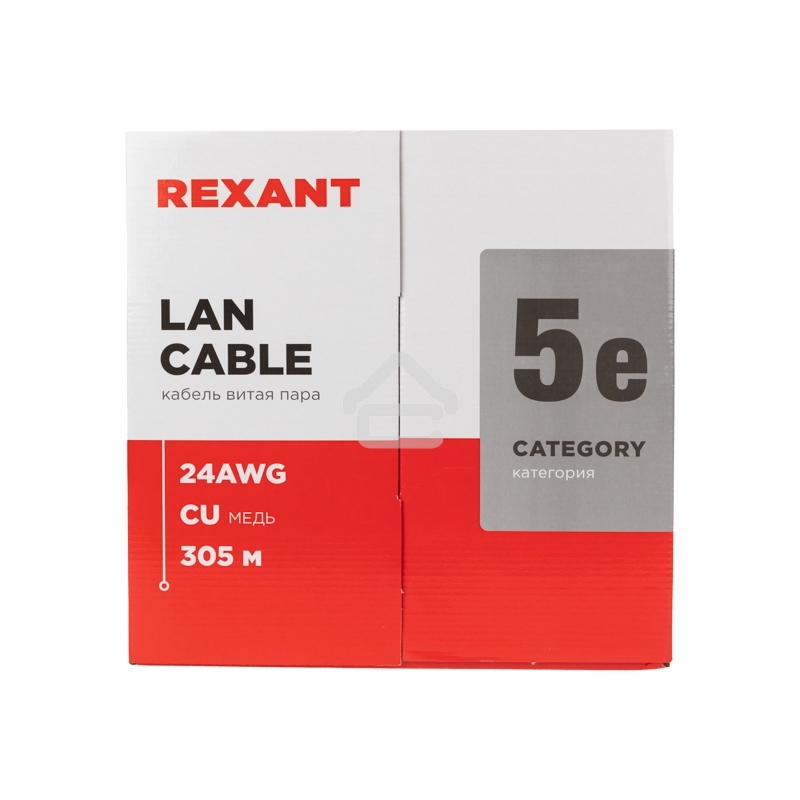 Кабель витая пара Rexant LIGHT U/UTP, cat.5e, ZH нг(А)-HF, 4PR, 24AWG, внутренний, серый, 305 м