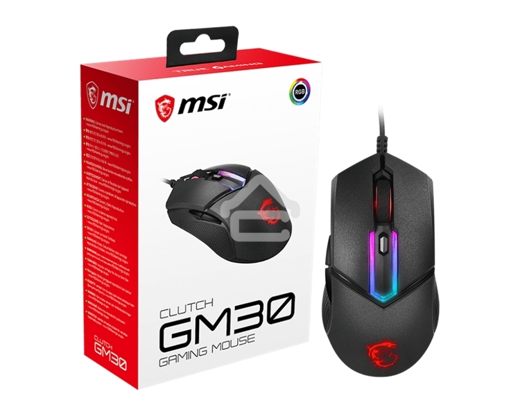 Мышь проводная MSI Clutch GM30 черный, 6200 dpi, USB, кнопки - 6