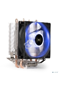Кулер для процессора ExeGate Wizard EXX200-PWM.BLUE серебристый, 90 мм, алюминий/медь, 2400 об/мин, 24 дБ, 4 pin, 95 Вт, 130 мм