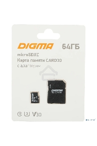 Флеш карта microSDXC 64Gb Class10 Digma CARD30 + adapter