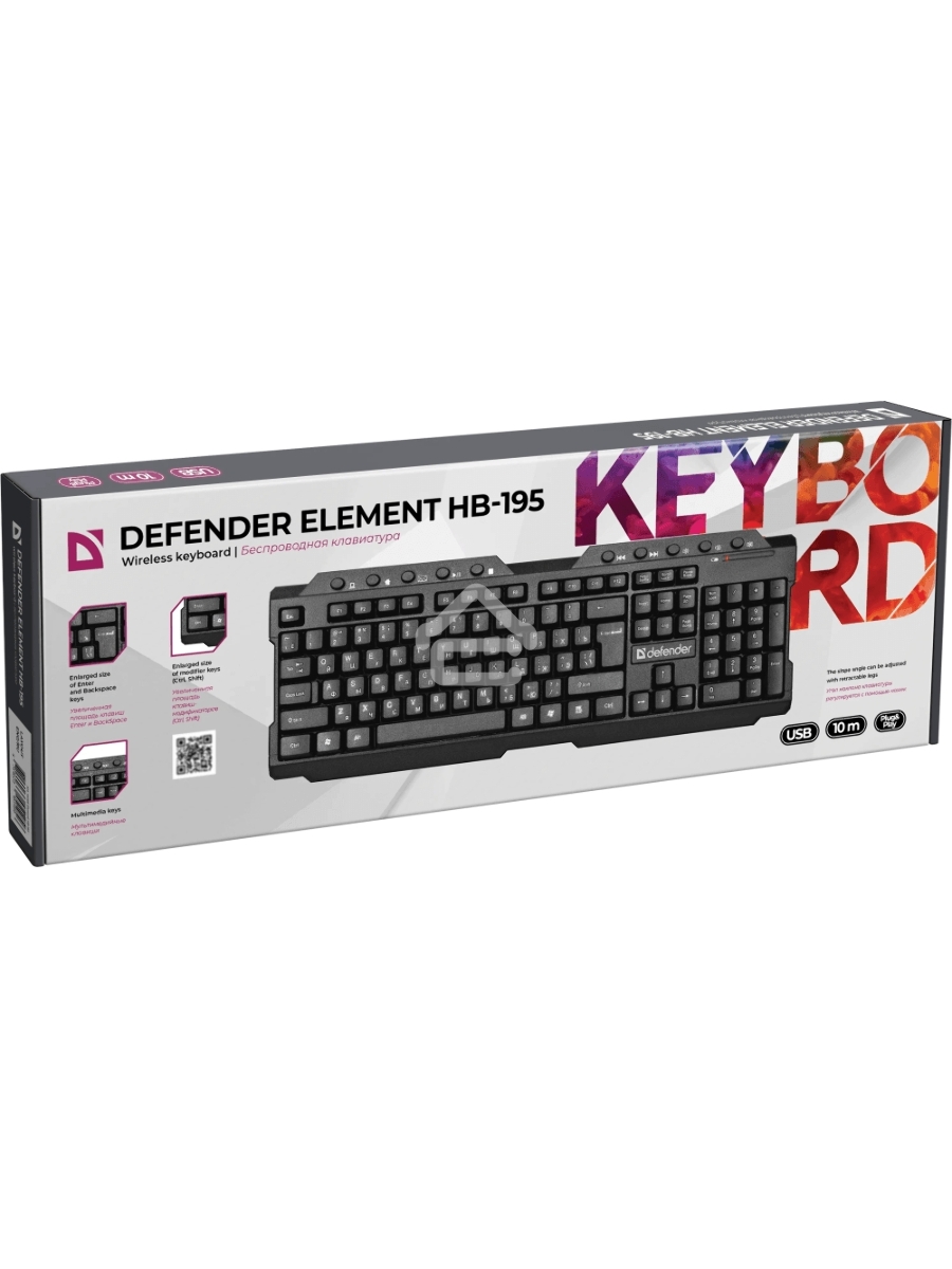 Клавиатура Defender Element HB-195 RU беспроводная USB черный