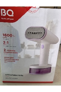 (Поврежденный товар, царапина на подошве) Ручной отпариватель BQ SG1008H, 1600 Вт, белый/розовый