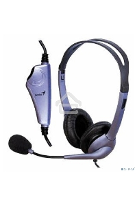 Проводная гарнитура Genius HS-04S (крепление - оголовье, накладные наушники, разъем mini jack 3.5 мм, фиксированное крепление микрофона.) Цвет сиреневый.