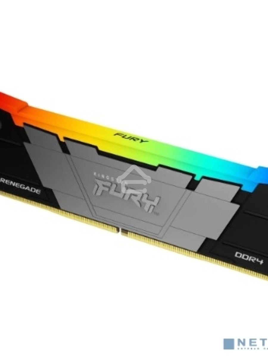 Оперативная память Kingston Fury Renegade, DDR4, 32GB (2x16GB), 3200MHz, CL16, DIMM, с радиатором, RGB, серебристый/чёрный