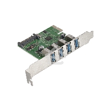 Контроллер ExeGate EXE-314 PCI-E 2.0, 4*USB 3.0 ext, разъем доп.питания (OEM)