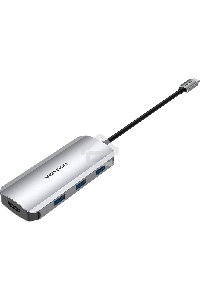Хаб Vention USB-C to HDMI/USB 3.0x3/SD/TF/PD Docking Station Gray 0.15M Aluminum Alloy Type