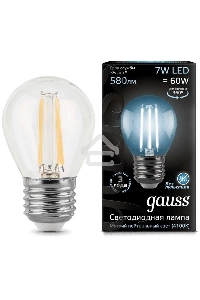 Светодиодная лампа GAUSS 105802207 LED Filament Шар E27 7W 580lm 4100K 1/10/50
